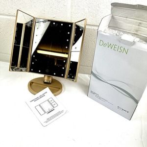 Tri-Fold Vanity Mirror with 21 LED Lights, Touch Screen and 3X Magnification